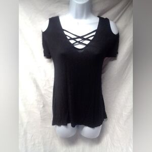Free Kisses Black Cut-Out Tunic Blouse